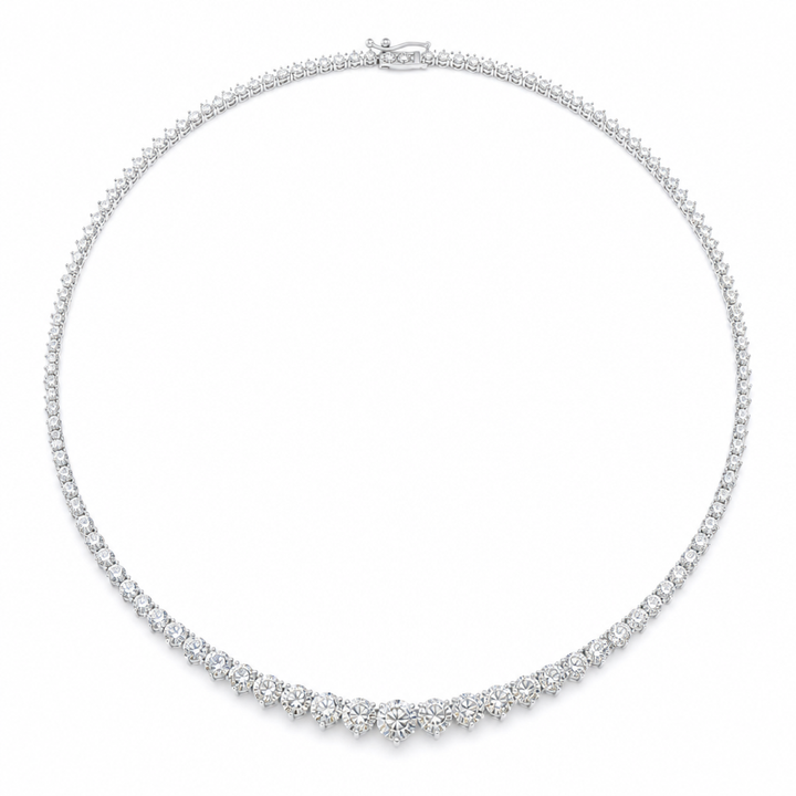 15 Carat Lab Grown Diamond Graduated Tennis Necklace