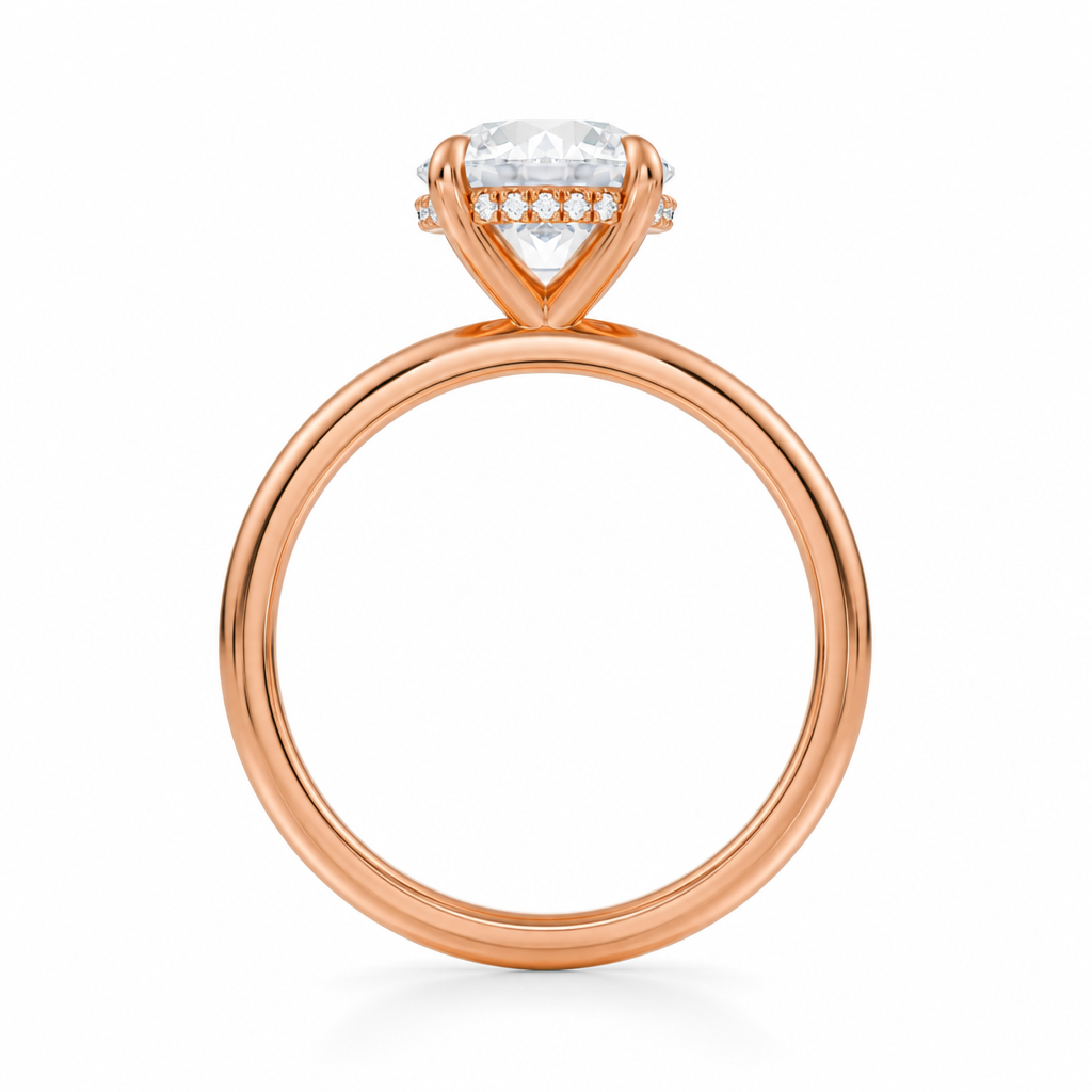 Round Solitaire Ring With Hidden Halo