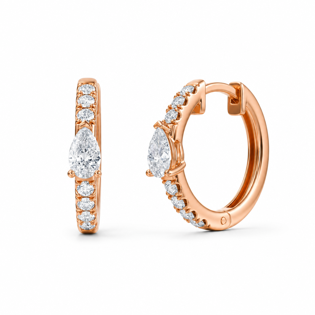 Lab Grown Pear Diamond Huggie Earrings