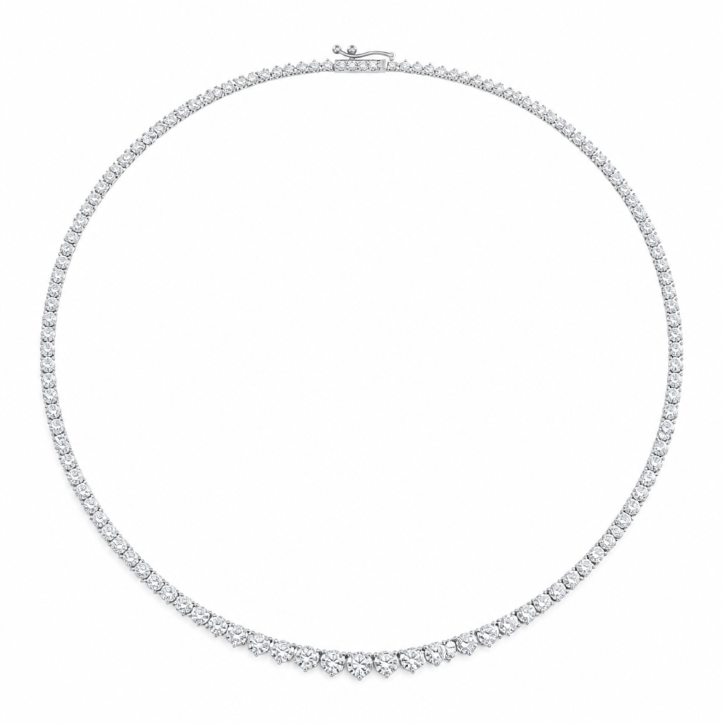 7 1/2 Carat Lab Grown Diamond Graduated Tennis Necklace