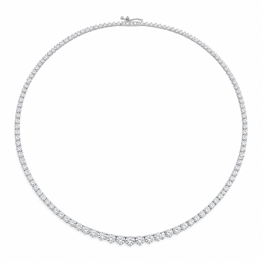 7 1/2 Carat Lab Grown Diamond Graduated Tennis Necklace