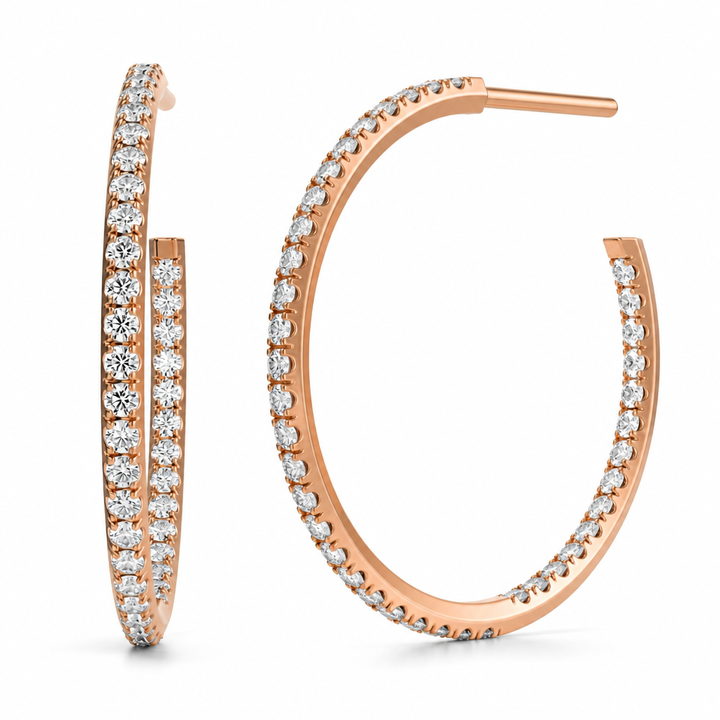 1 carat round lab grown diamond open hoop earrings in 14K gold