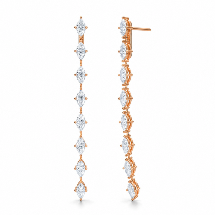 8 Stone Marquise Lab Grown Diamond Drop Earrings