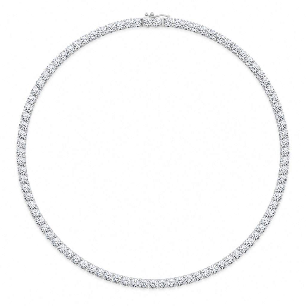 27 Carat Round Lab Grown Diamond Tennis Necklace