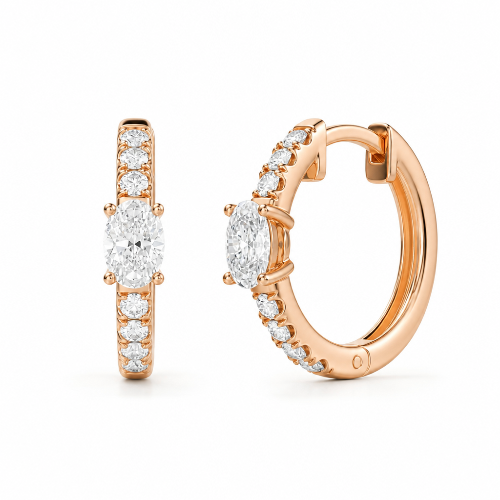 Lab Grown Oval Diamond Huggie Earrings