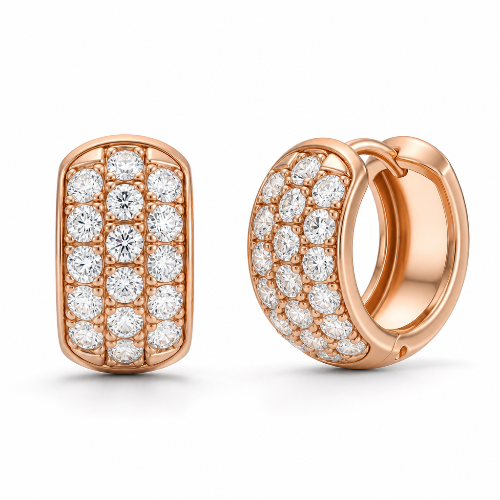 1.10 Carat Trio Pave Lab Grown Diamond Huggie Earrings