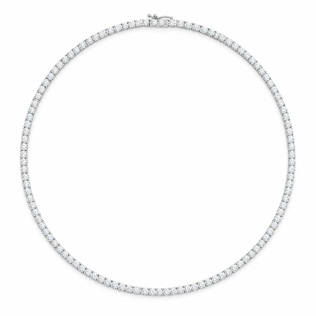 18 carat round lab-grown diamond tennis necklace