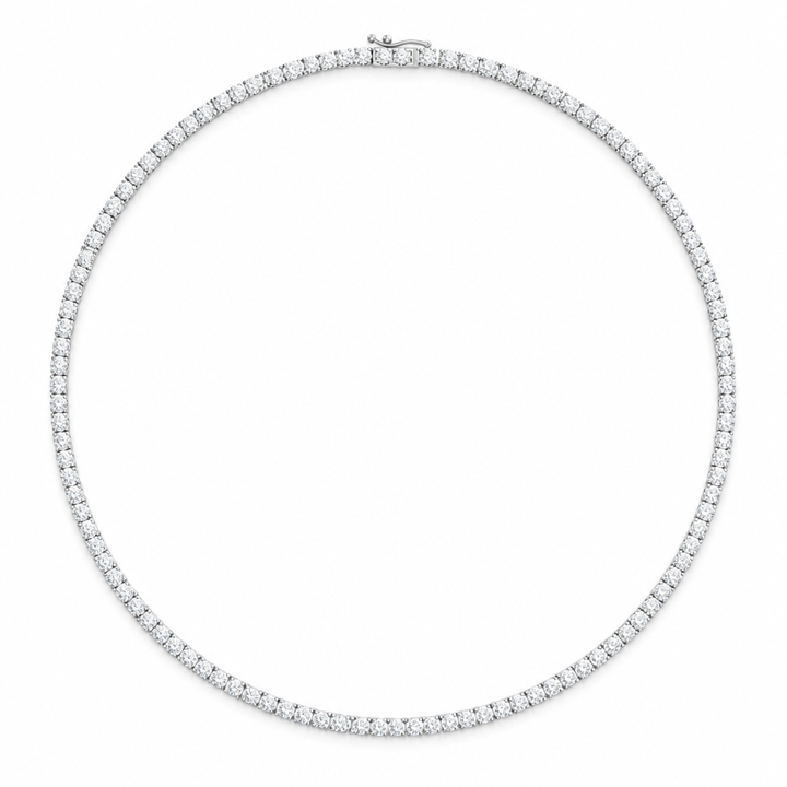 18 carat round lab-grown diamond tennis necklace