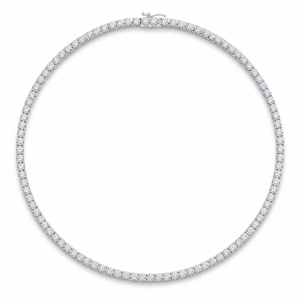 25 Carat Round Lab Grown Diamond Tennis Necklace
