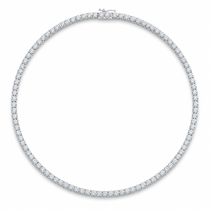 25 Carat Round Lab Grown Diamond Tennis Necklace