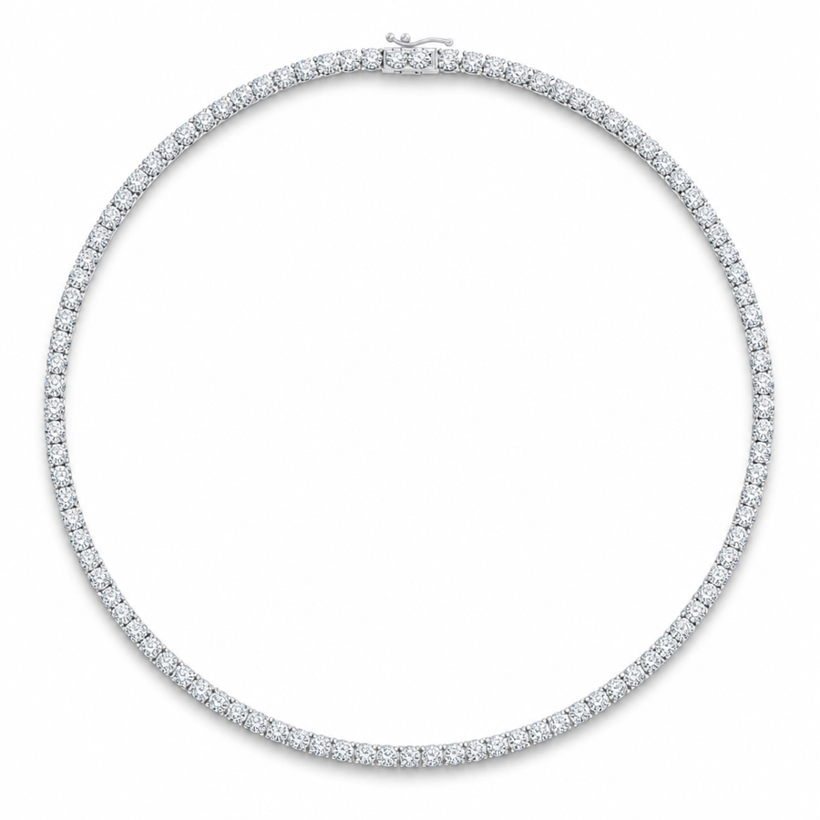 25 Carat Round Lab Grown Diamond Tennis Necklace
