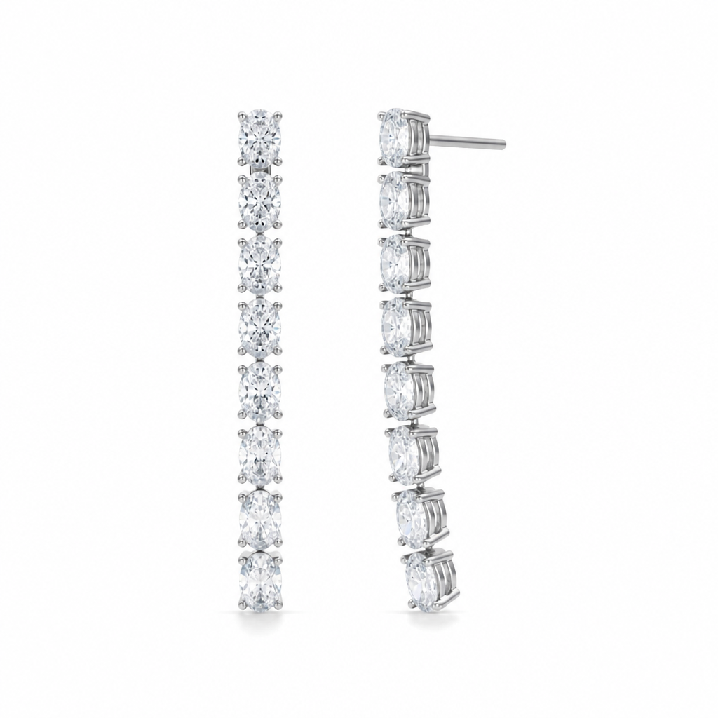 8 Stone Oval Lab Grown Diamond Drop Earrings