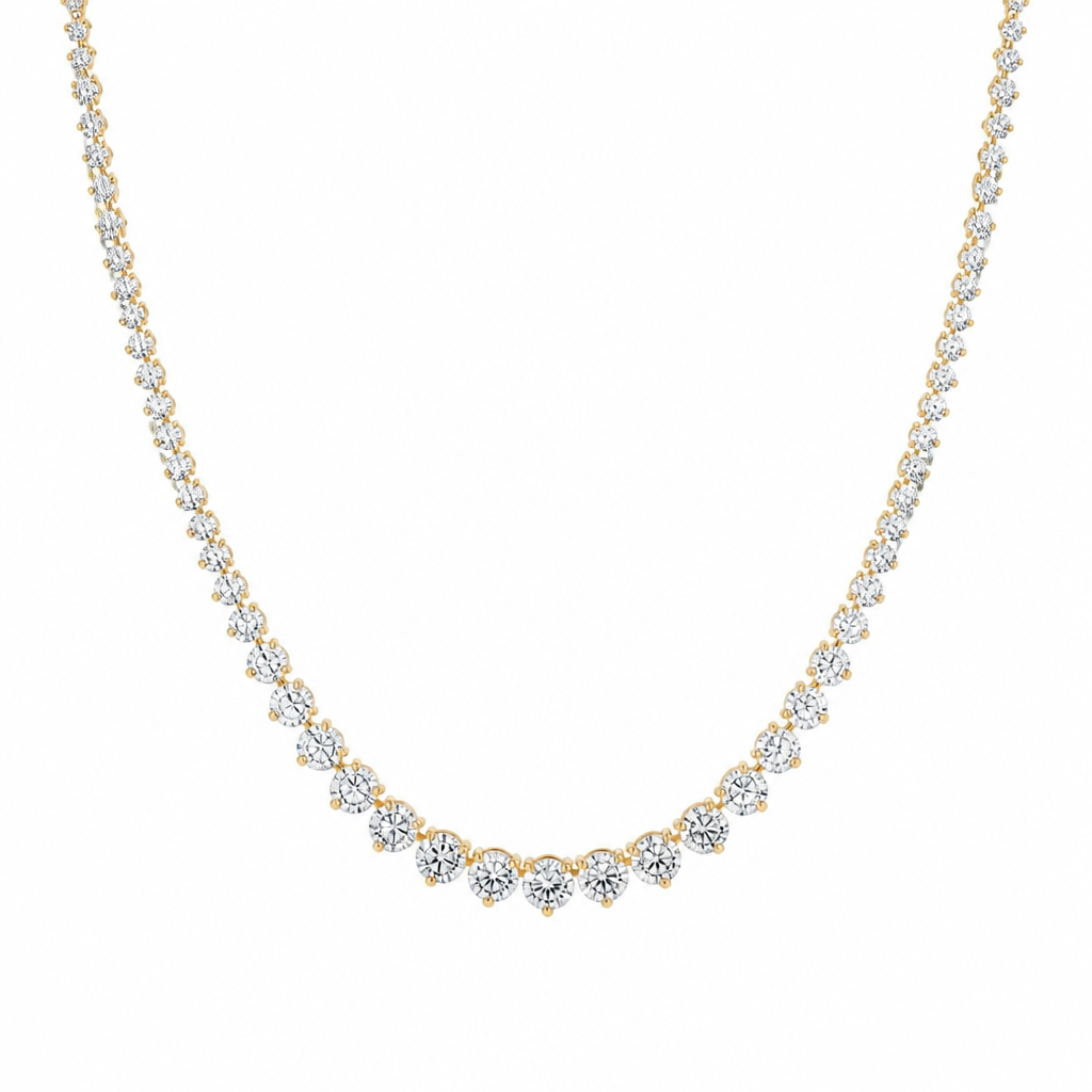 7 1/2 Carat Lab Grown Diamond Graduated Tennis Necklace