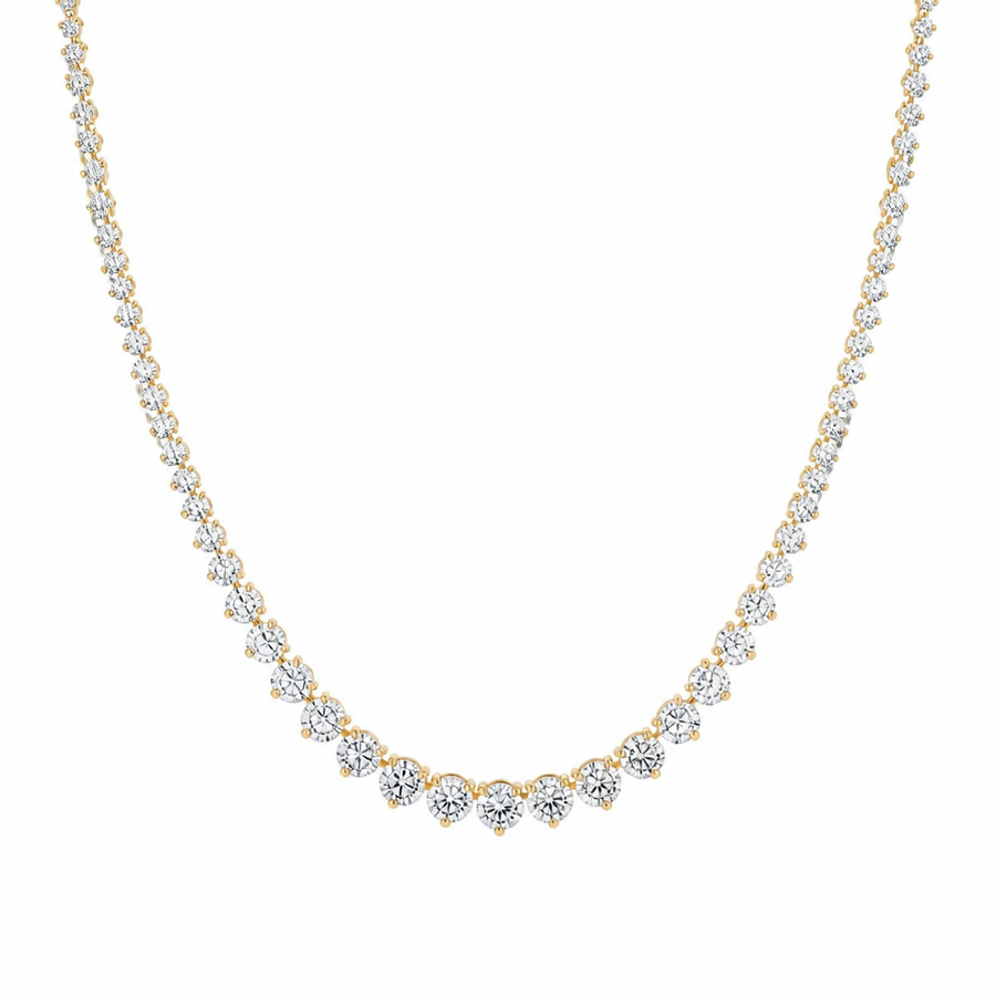 7 1/2 Carat Lab Grown Diamond Graduated Tennis Necklace