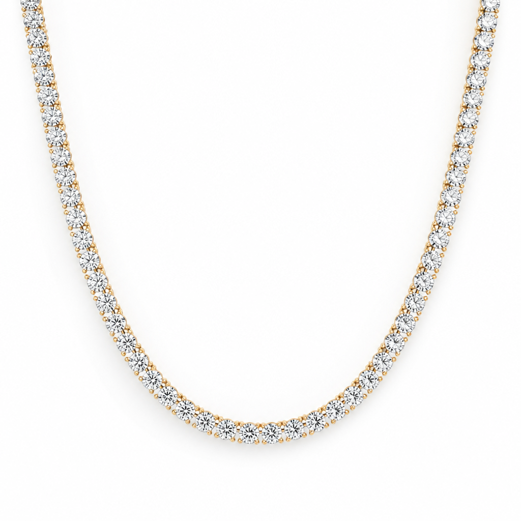 22 Carat Round Lab Grown Diamond Tennis Necklace