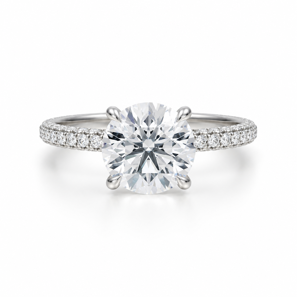 Round Three Row Pave Ring