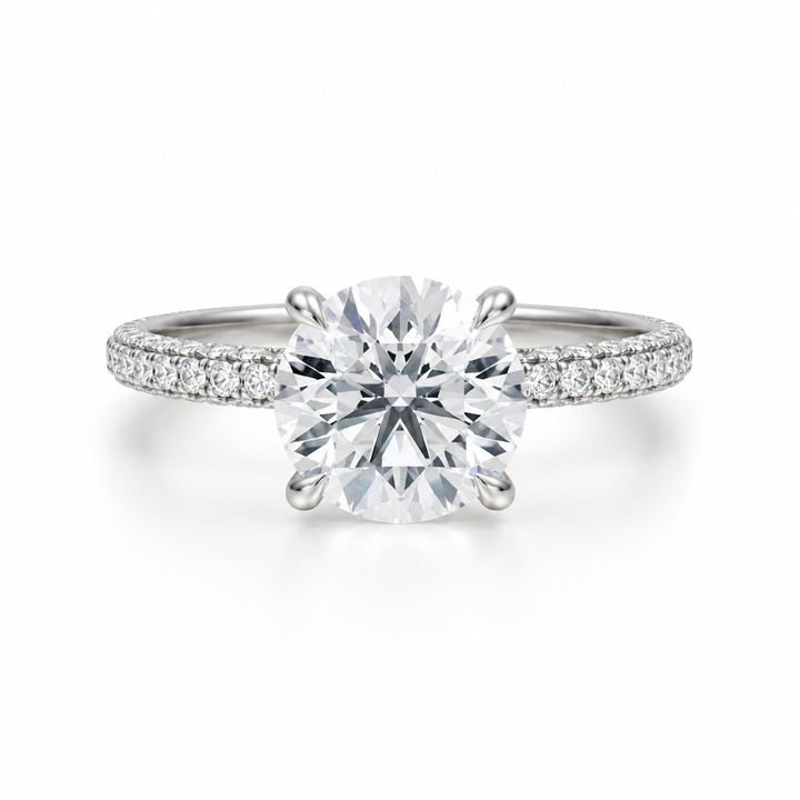 Round Three Row Pave Ring