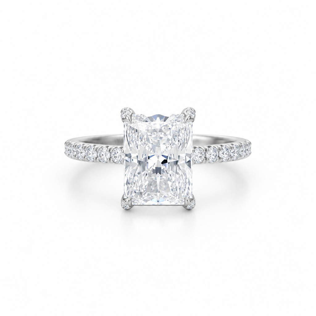 Radiant Pave Ring With Pave Prongs