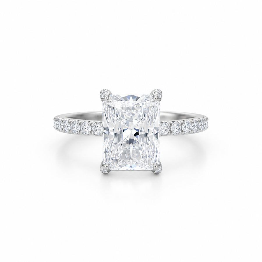 Radiant Pave Ring With Pave Prongs