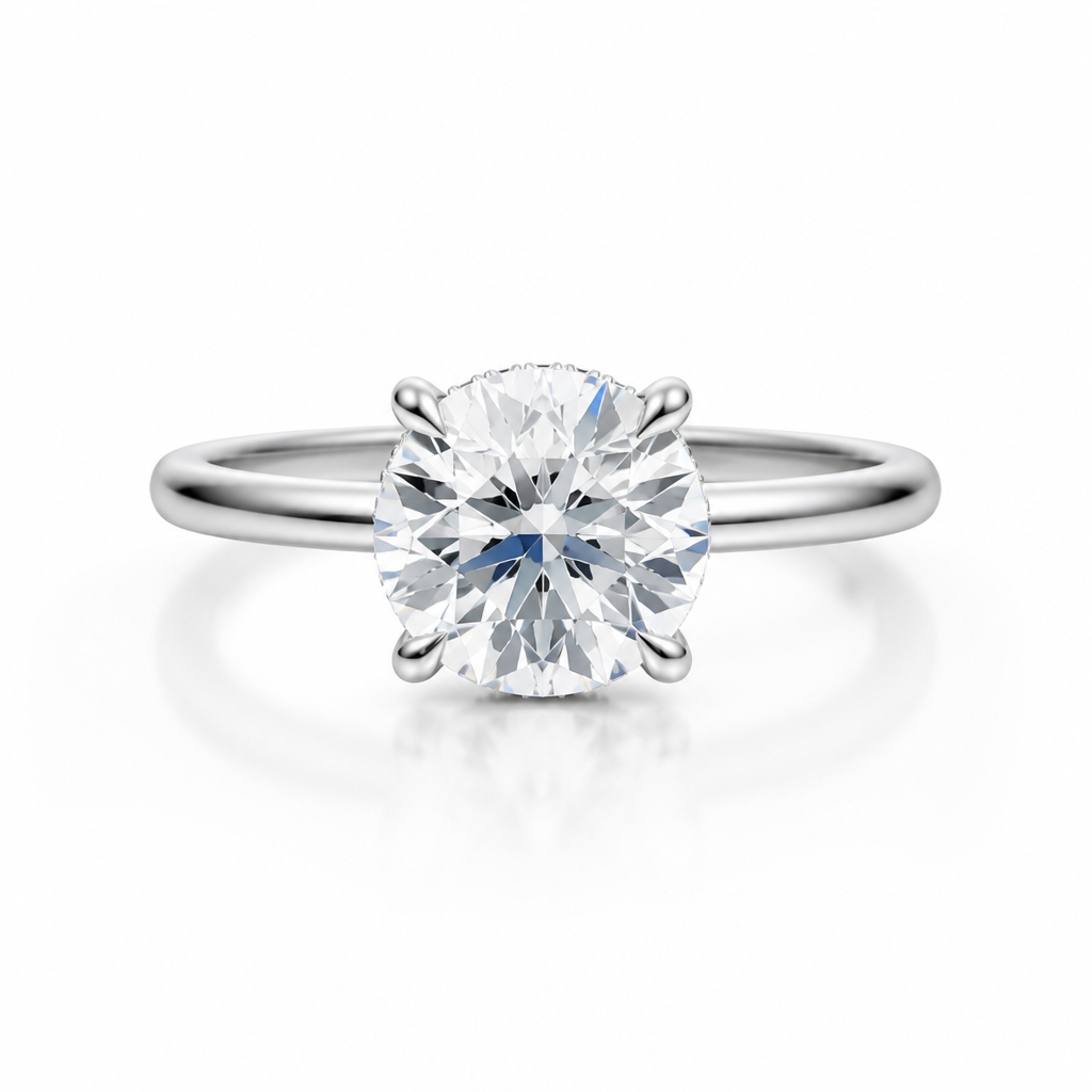 Round Solitaire Ring With Hidden Halo