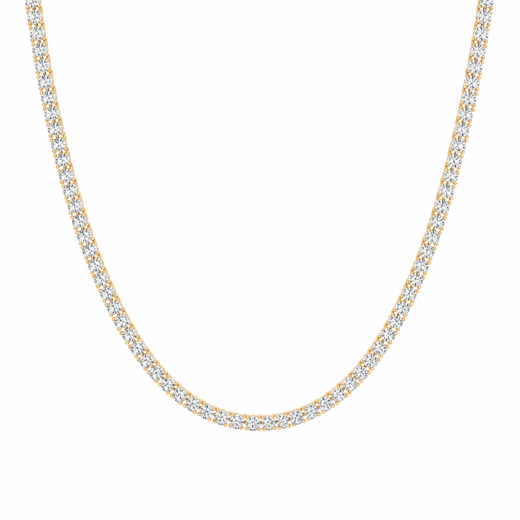 10 carat round lab grown diamond tennis necklace