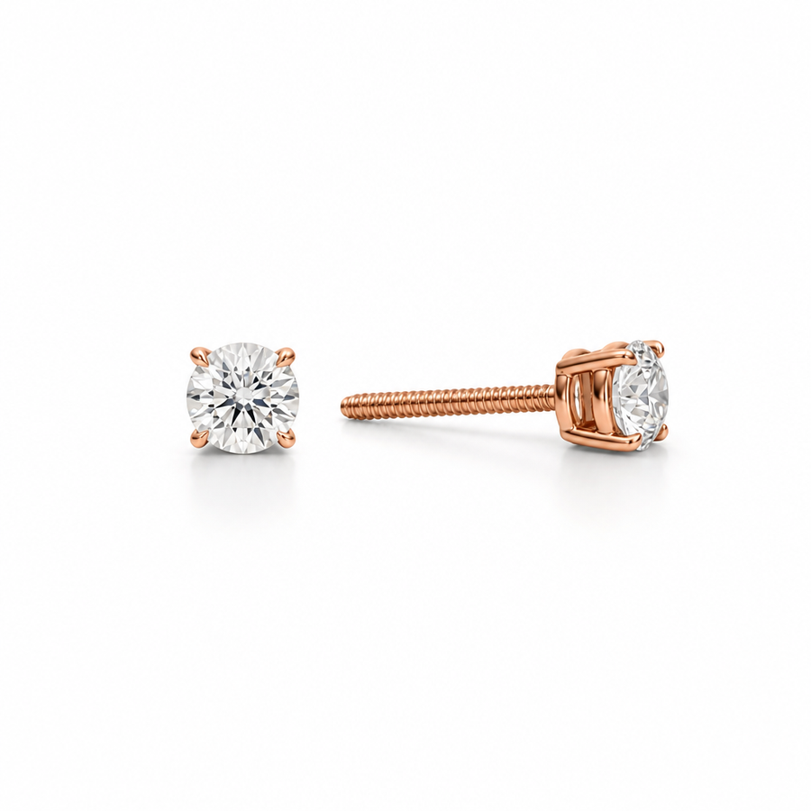0.50ct lab-grown round diamond stud earrings in 14K gold