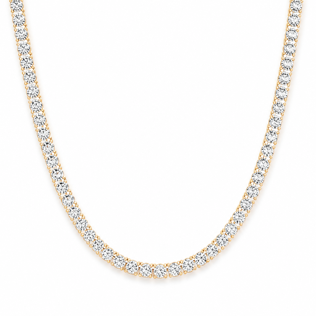 25 Carat Round Lab Grown Diamond Tennis Necklace