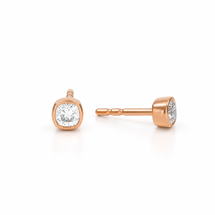 Cushion Bezel Stud Lab Grown Diamond Earrings