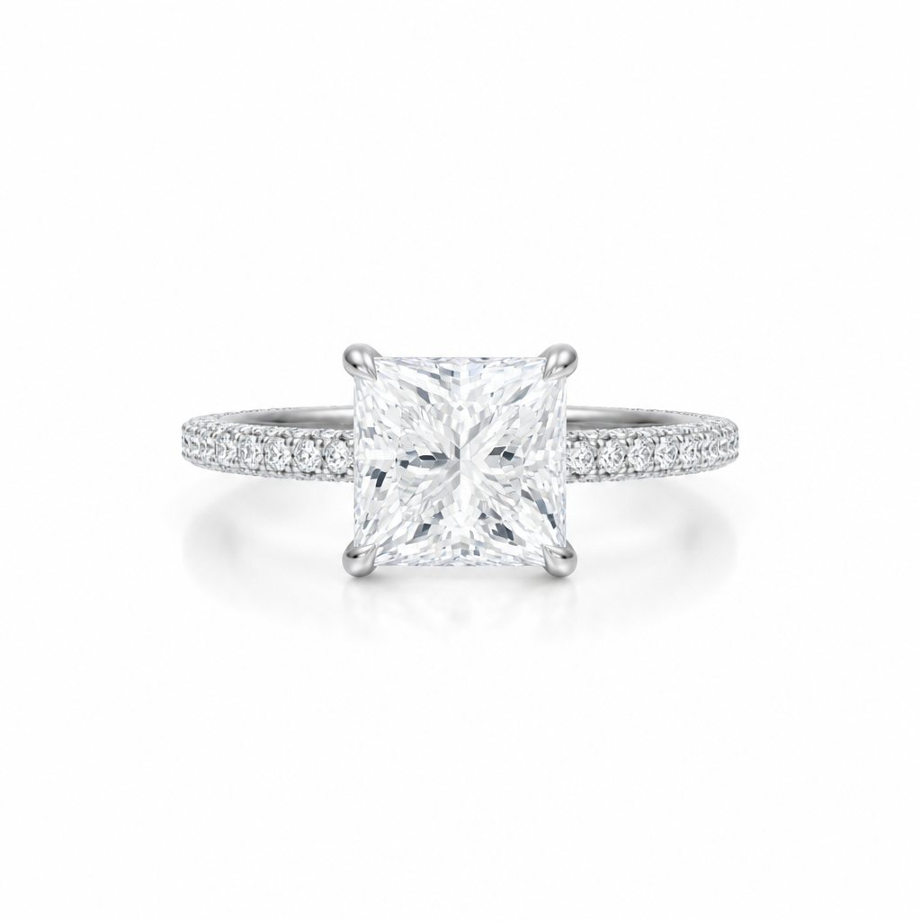 Princess Three Row Pave Ring