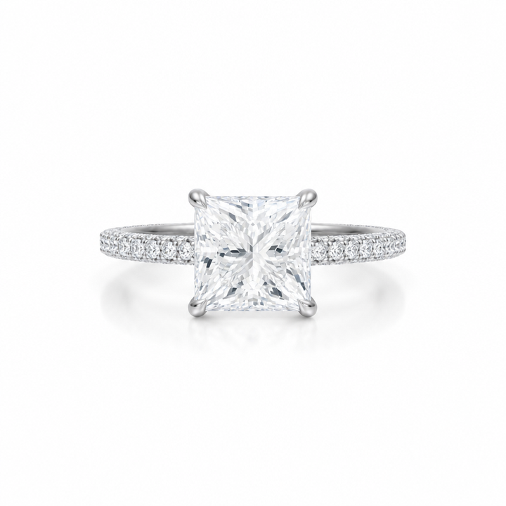 Princess Three Row Pave Ring
