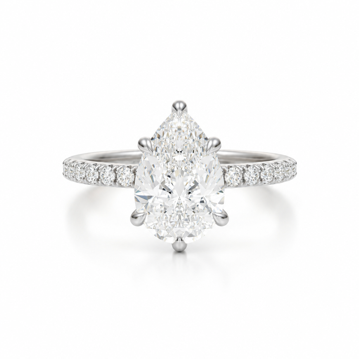 Pear Pave Ring With Pave Prongs