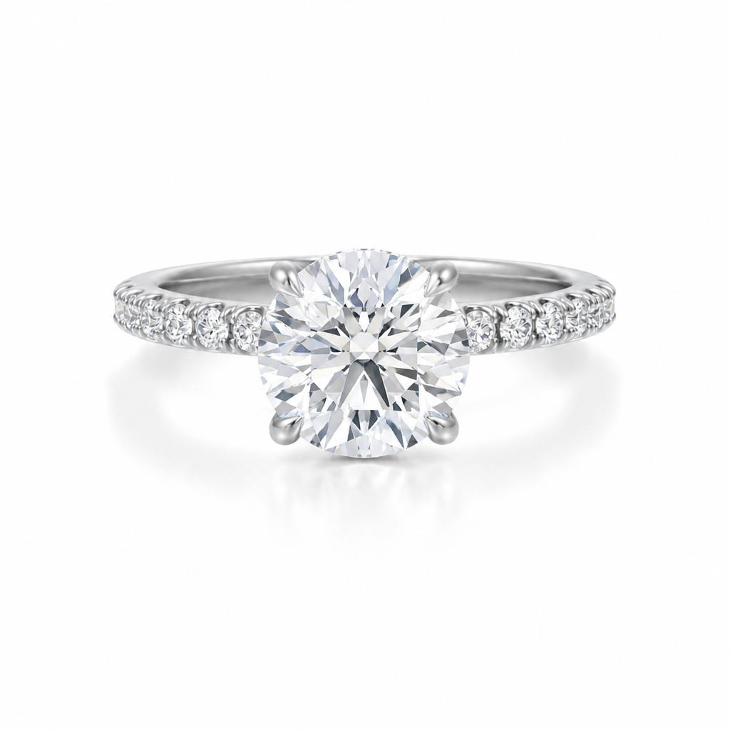 Round Diamond Basket With Pave Ring