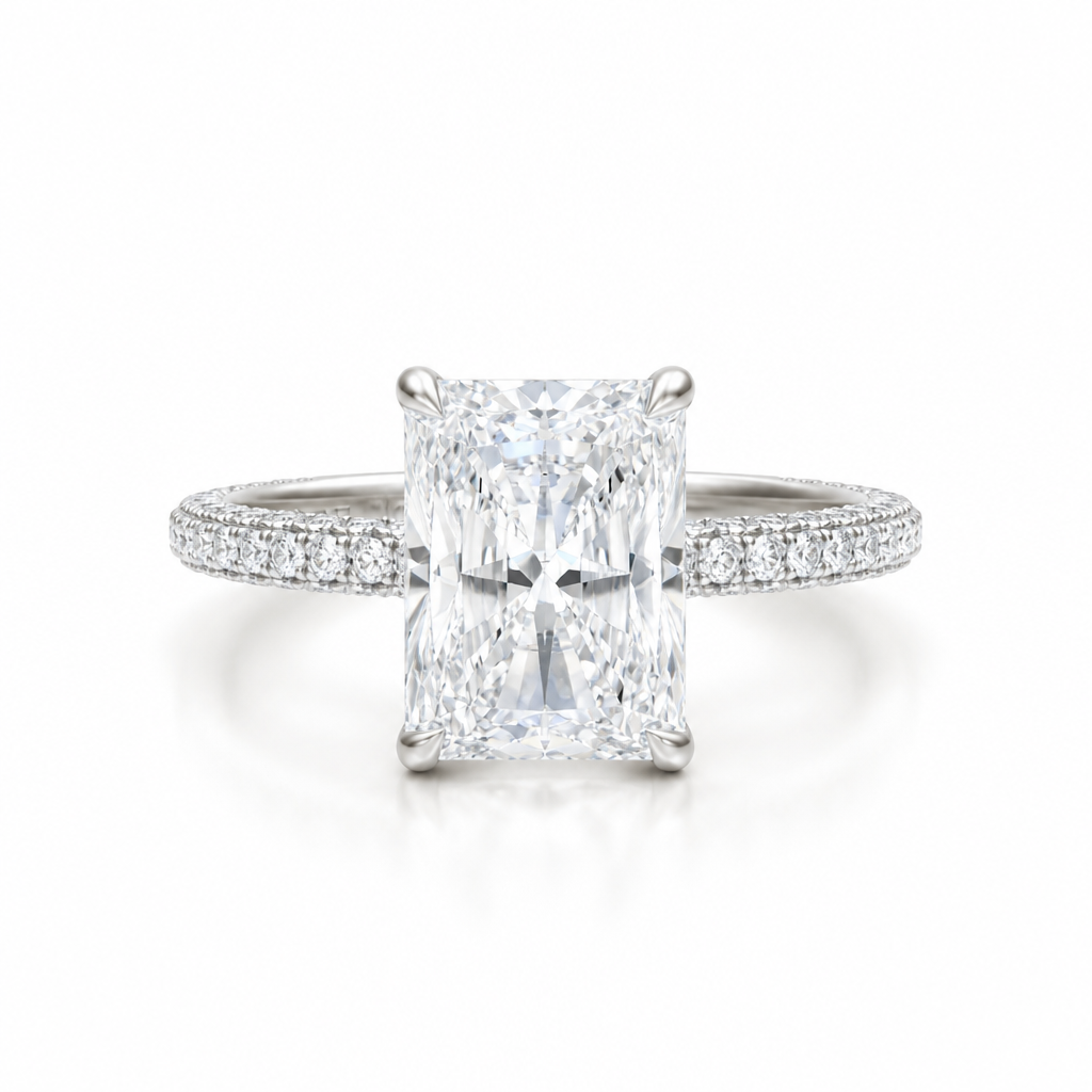 Radiant Three Row Pave Ring