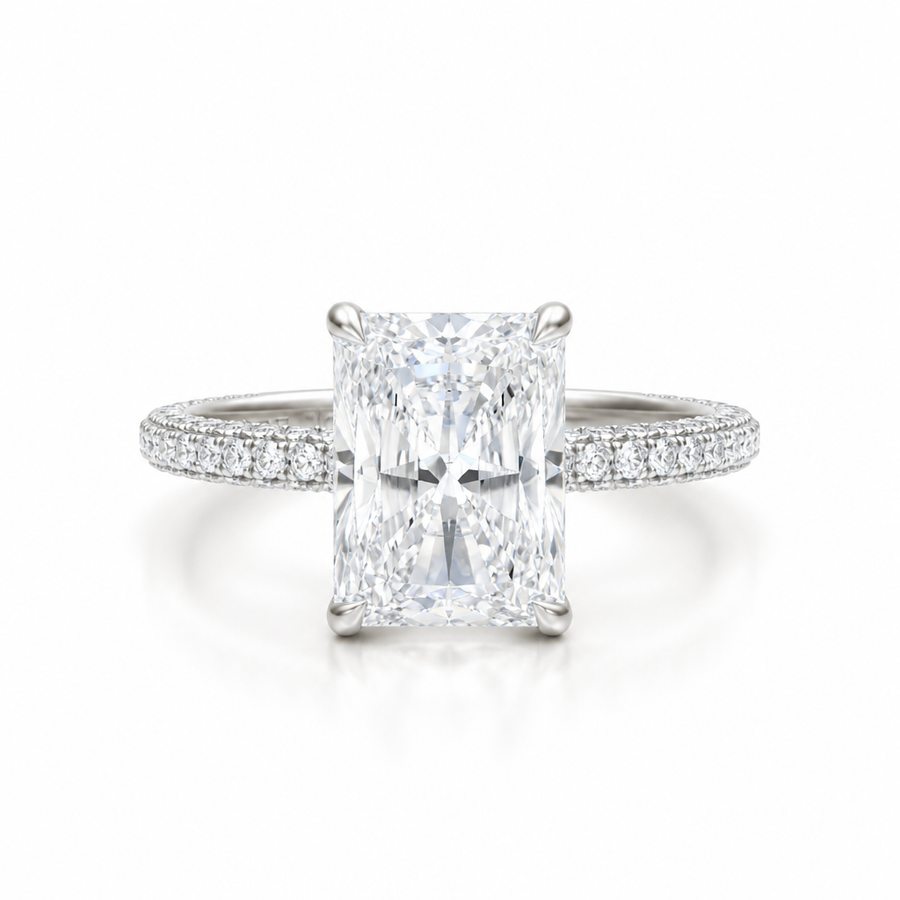 Radiant Three Row Pave Ring
