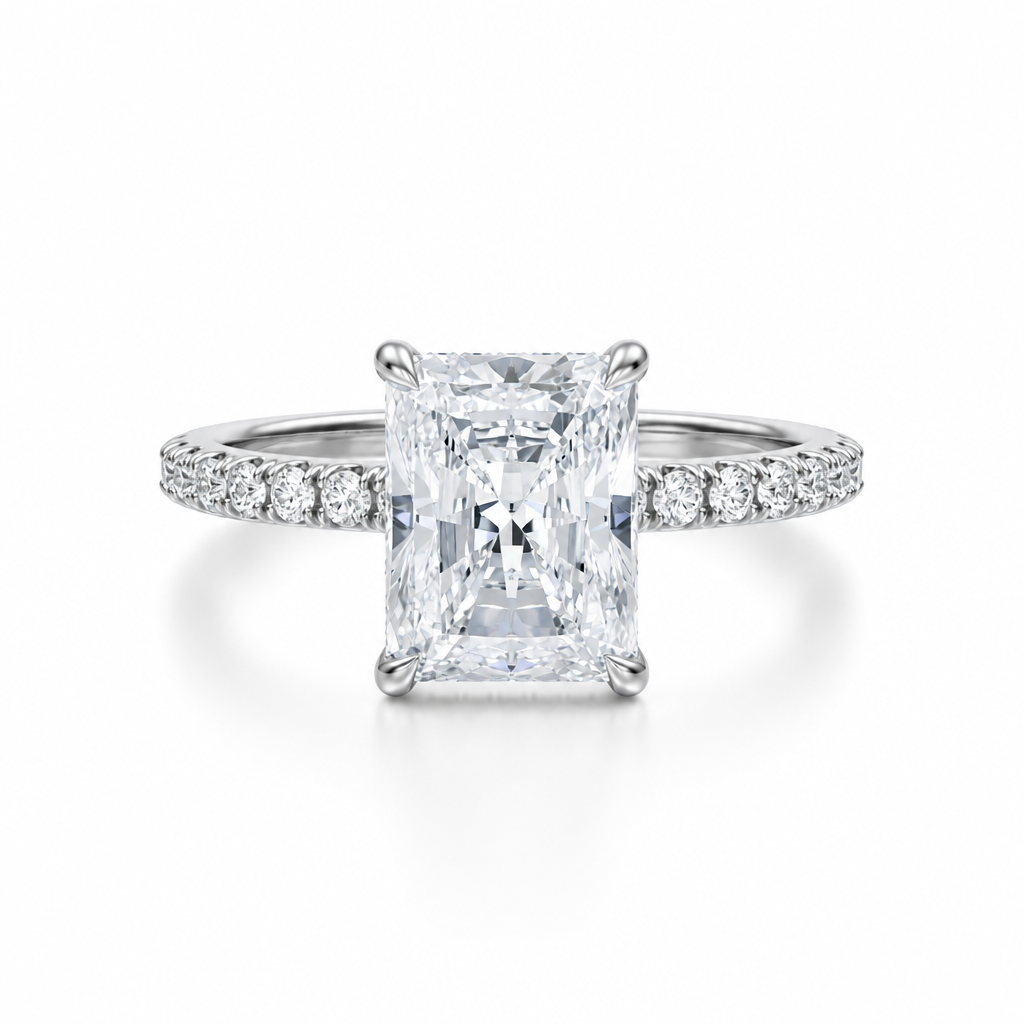 Radiant Diamond Basket With Pave Ring