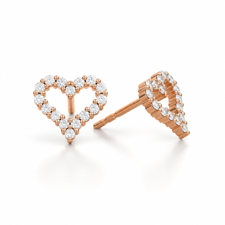 Lab Grown Heart Shape Diamond Stud Earrings
