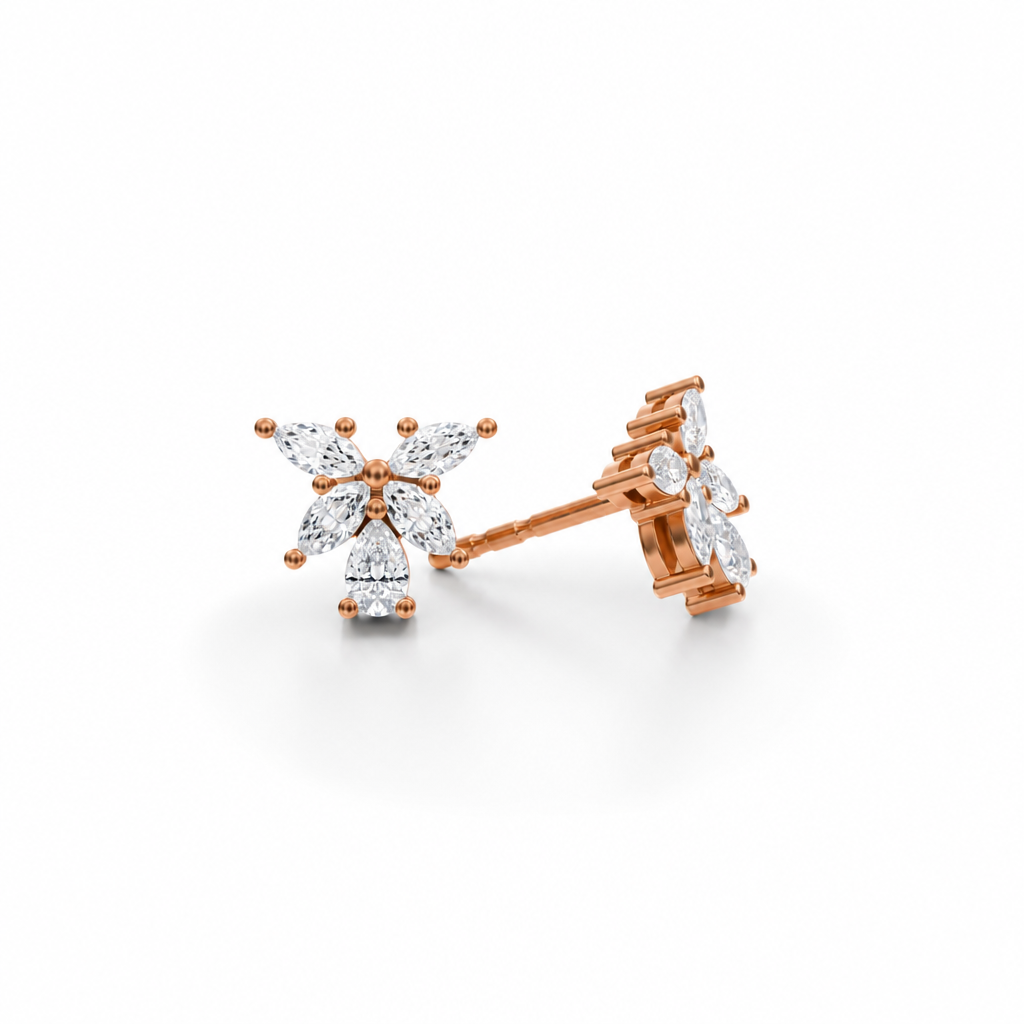 Marquise And Pear Cluster Butterfly Stud Earrings