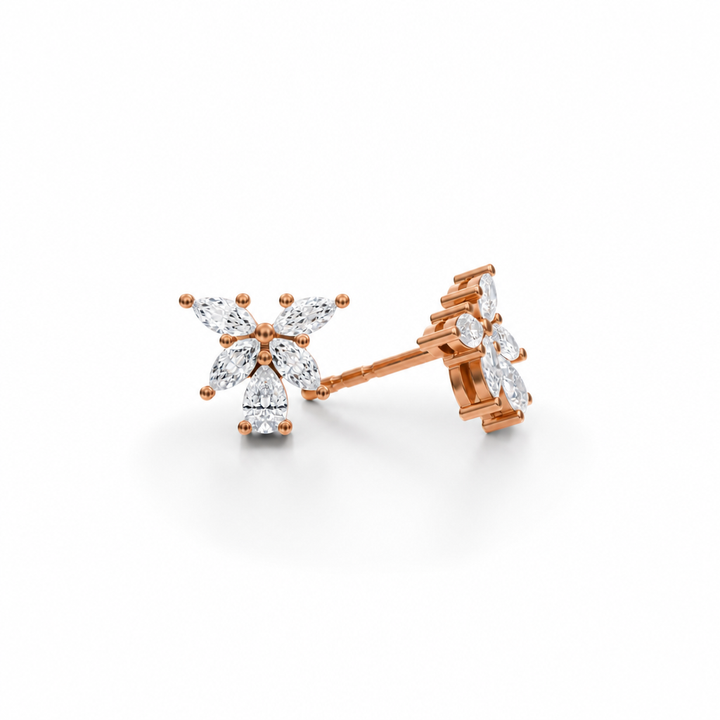 Marquise And Pear Cluster Butterfly Stud Earrings