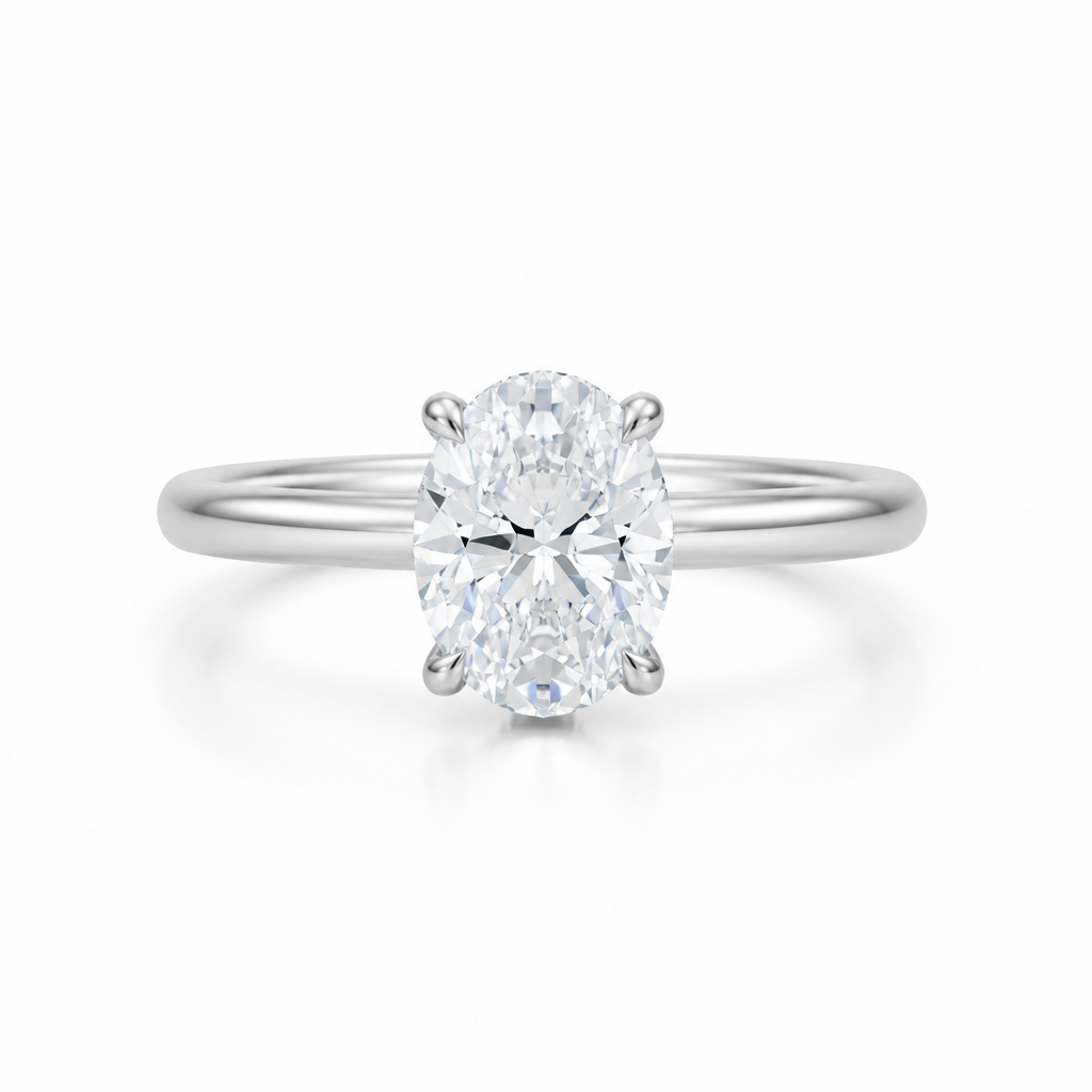 Oval Solitaire Ring With Diamond Basket