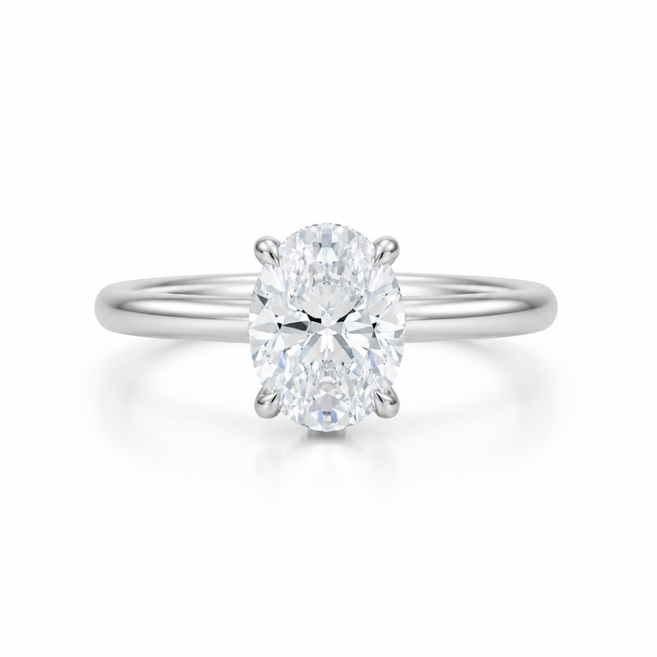 Oval Solitaire Ring With Diamond Basket