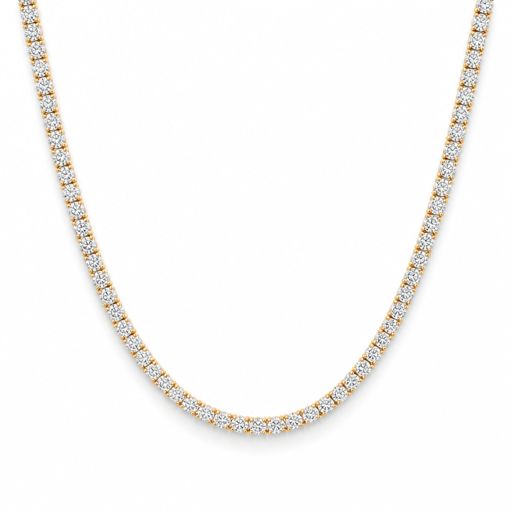 15 carat lab grown diamond tennis necklace with colourless round diamonds