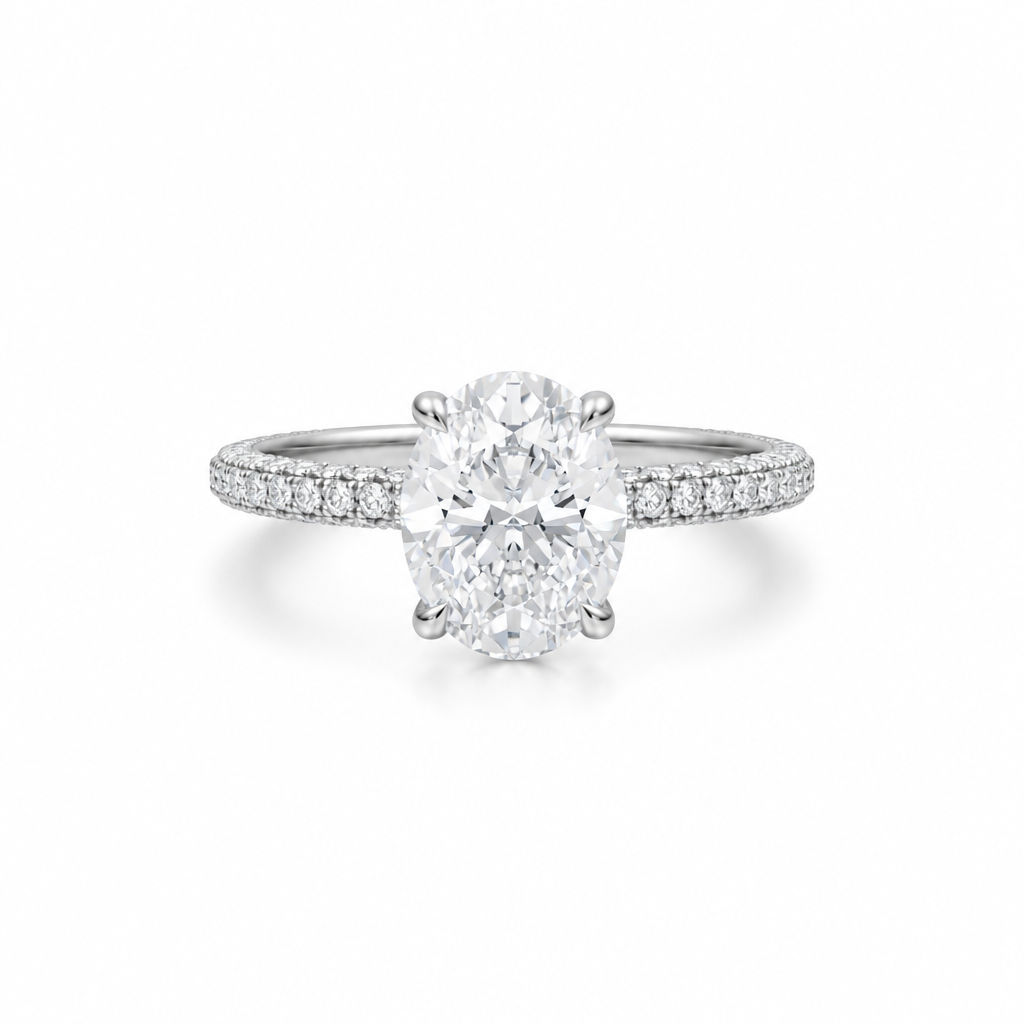 Oval Three Row Pave Ring