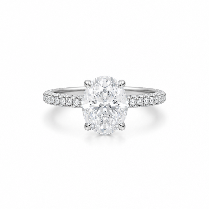 Oval Three Row Pave Ring