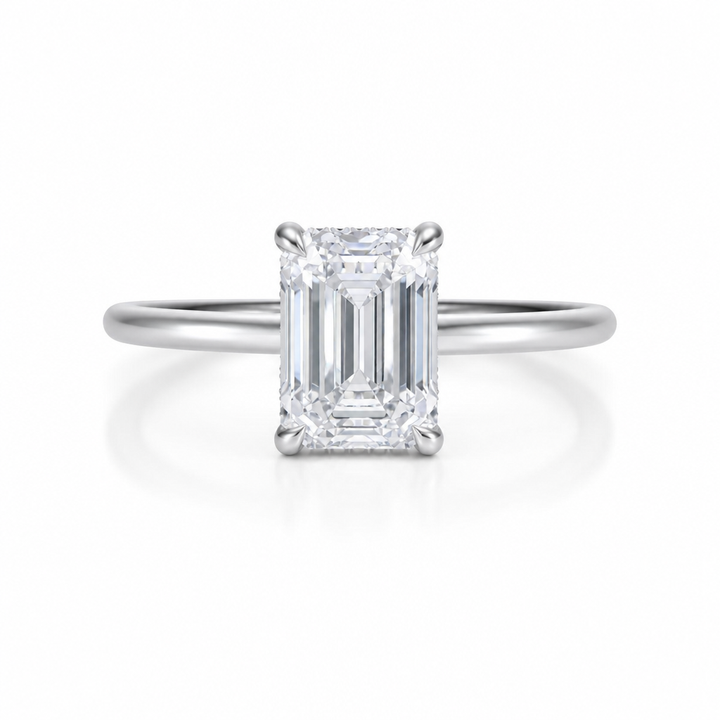 Emerald Martini Basket Solitaire Ring