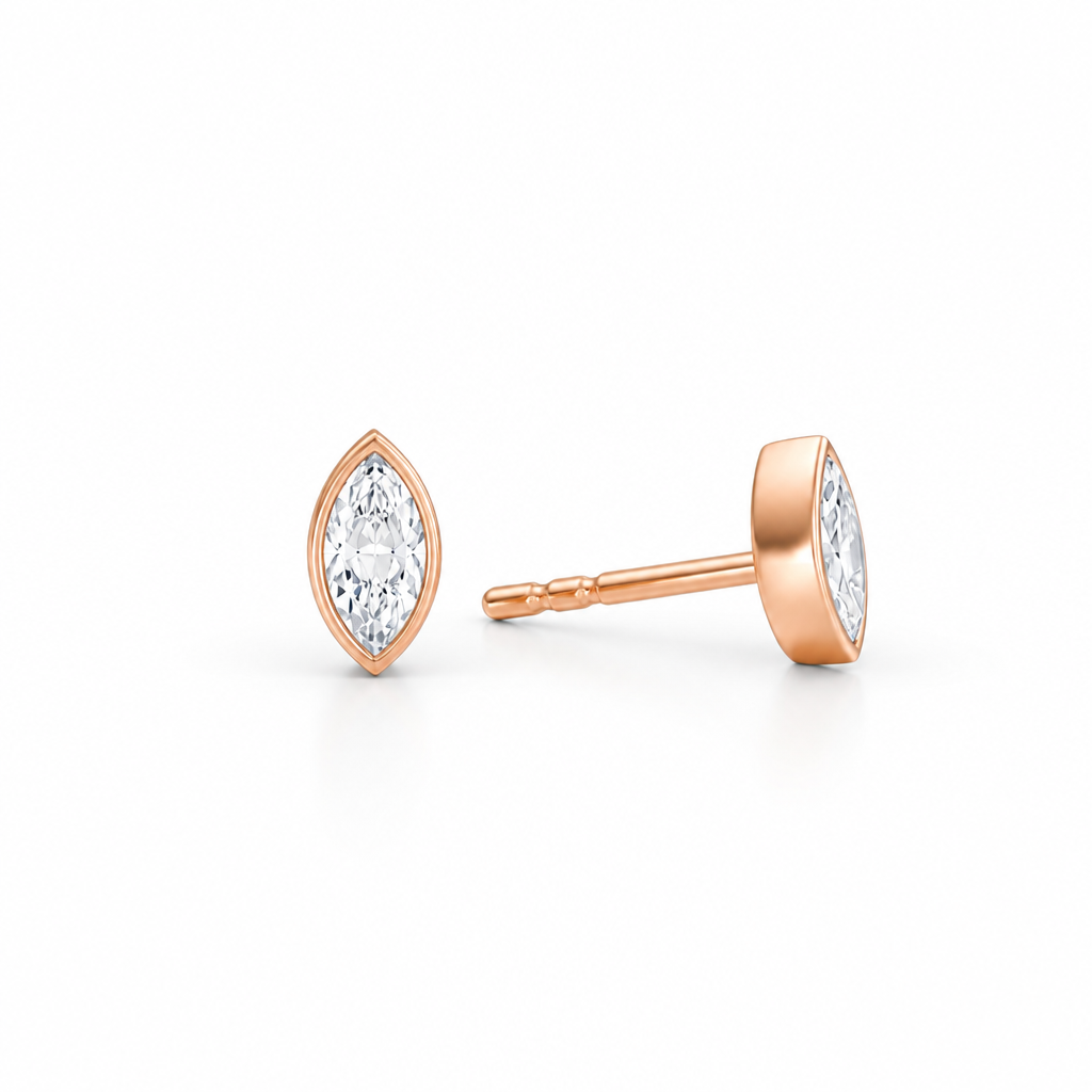Marquise Bezel Stud Lab Grown Diamond Earrings