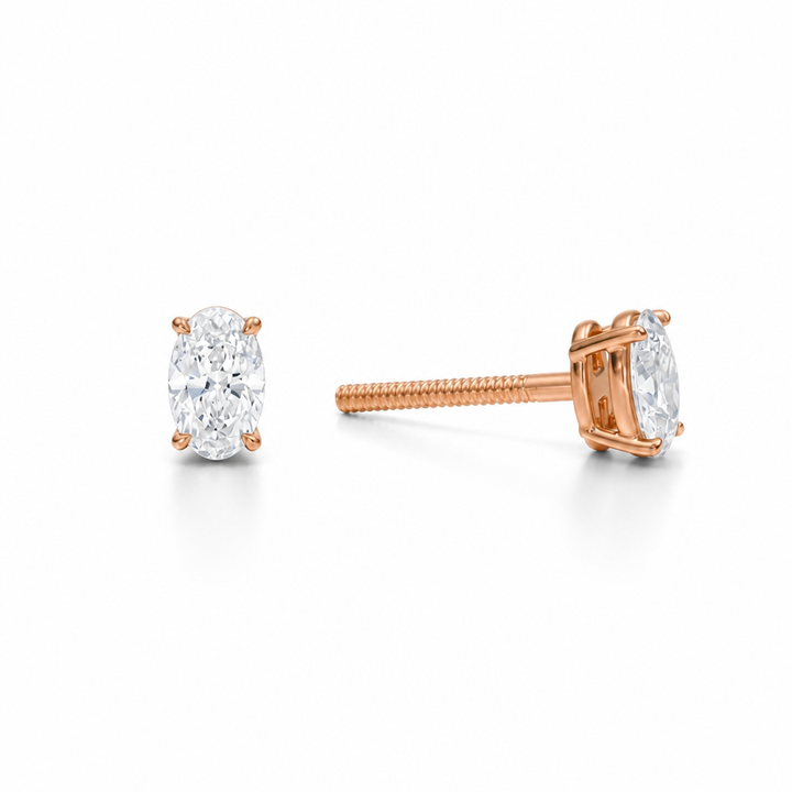 0.50 carat oval lab grown diamond stud earrings in 14K gold