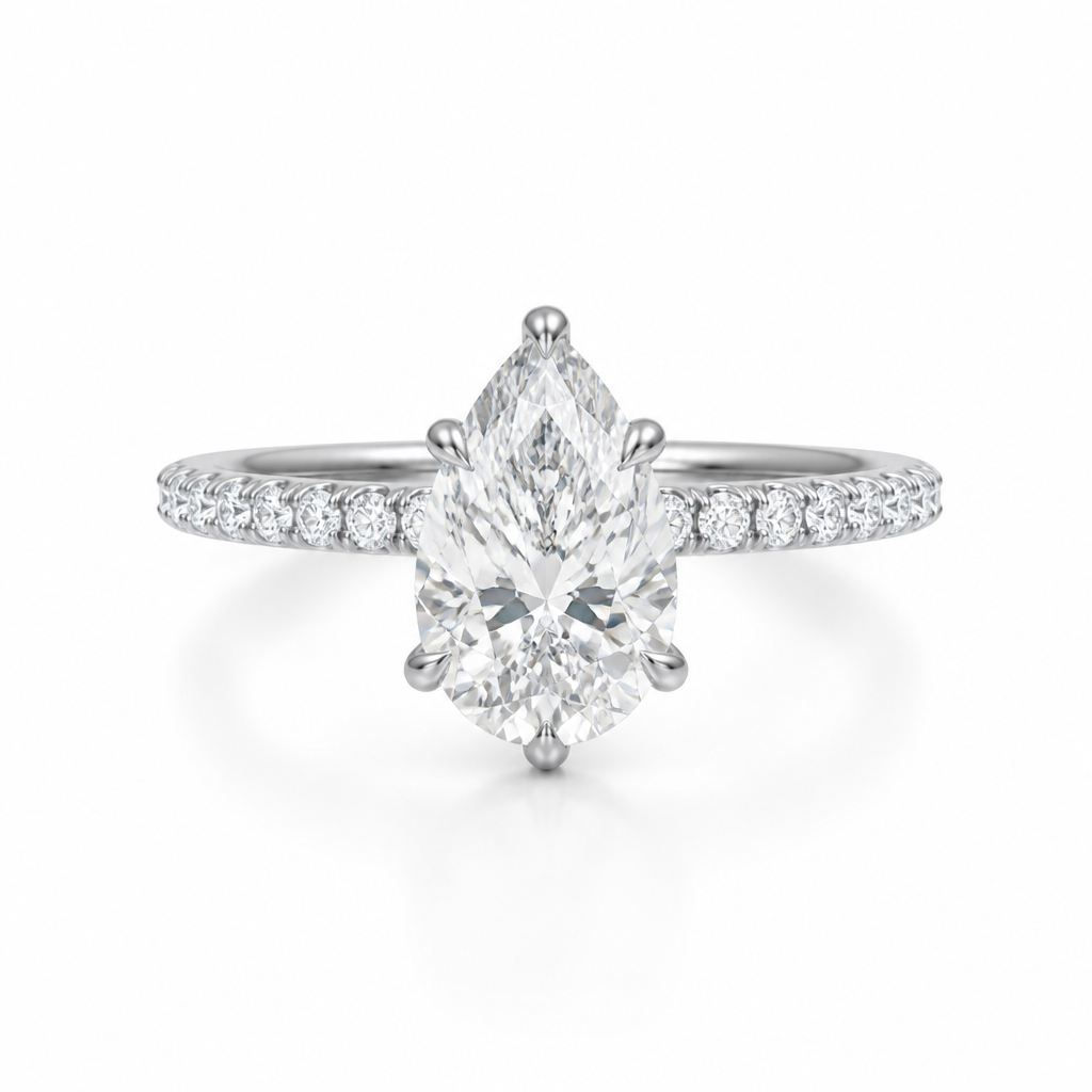 Pear Diamond Basket With Pave Ring