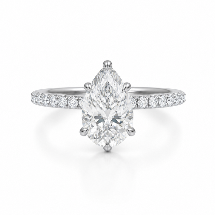 Pear Diamond Basket With Pave Ring