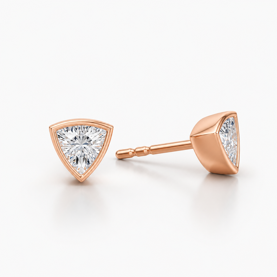 Trillion Bezel Stud Lab Grown Diamond Earrings