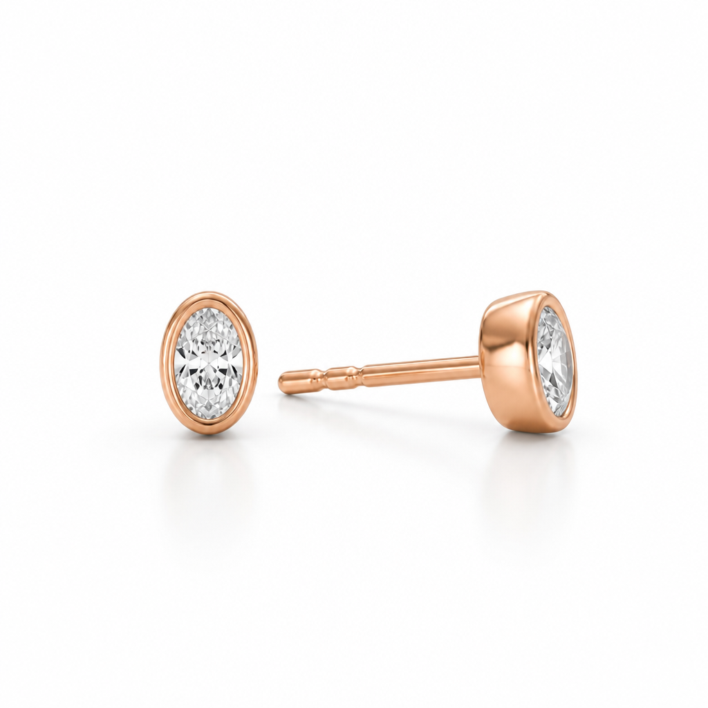 Oval Bezel Stud Lab Grown Diamond Earrings